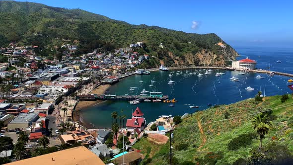4k 60p, View of Avalon Bay on Catalina Island, California. Sunny day on an Island in the Pacific Oce alt