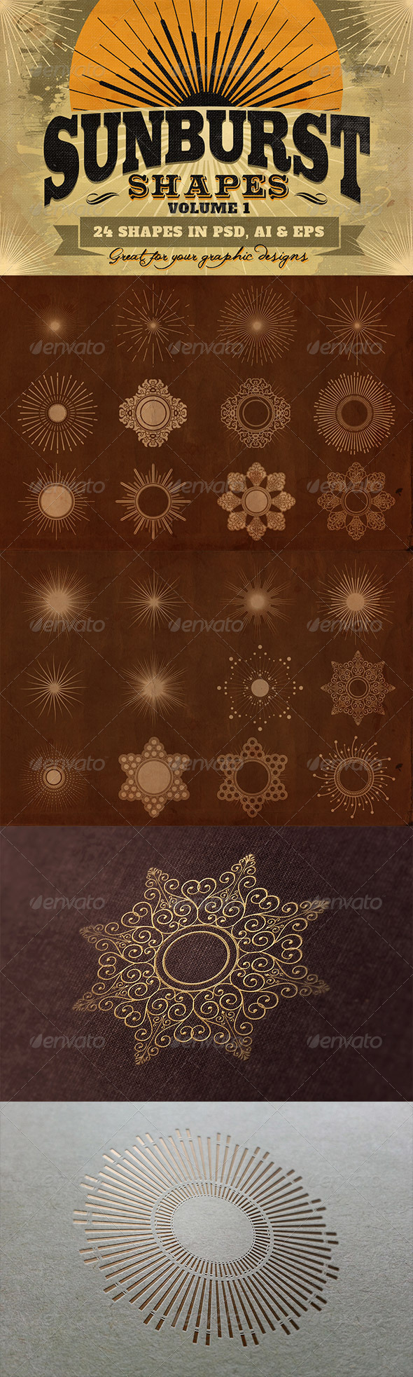 Sunbursts Shapes Vol.1 - Decorative Symbols Decorative