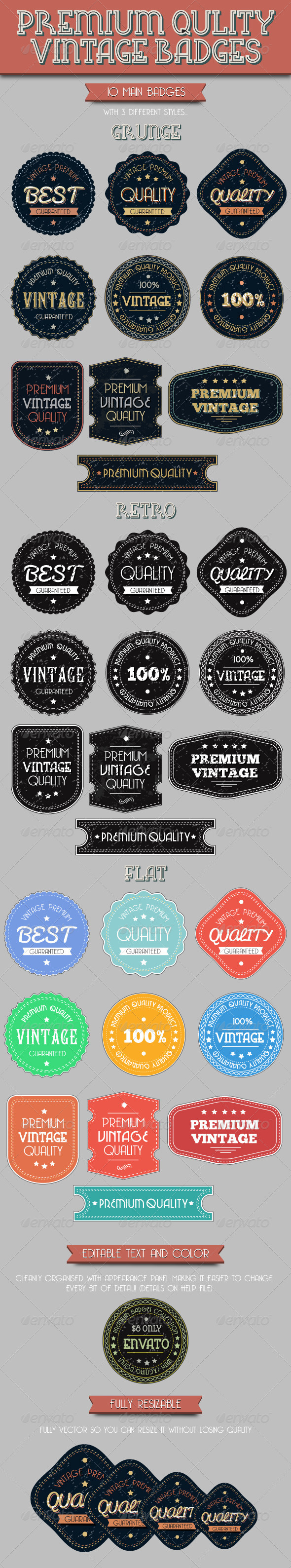 Premium Quality Vintage Badges - Badges & Stickers Web Elements