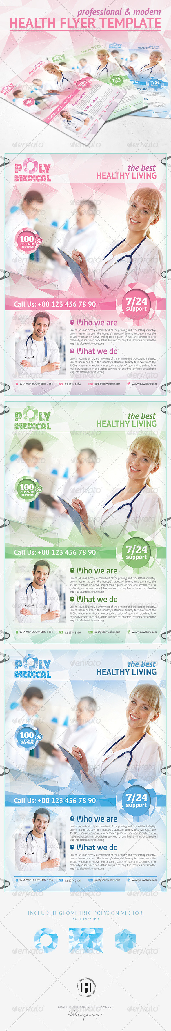 Health Flyer Template - Polygon Design - Corporate Flyers