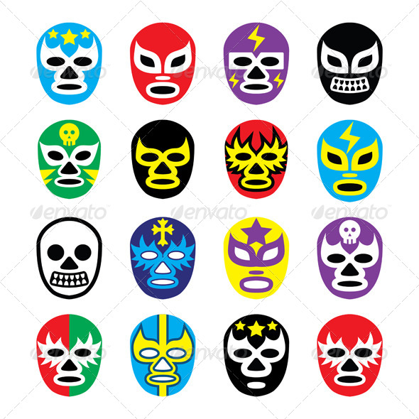 Mexican Wrestling Masks Icons - People Characters