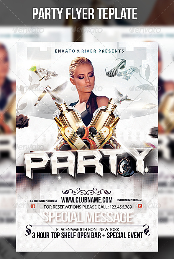White Sound Party Flyer Template - Events Flyers