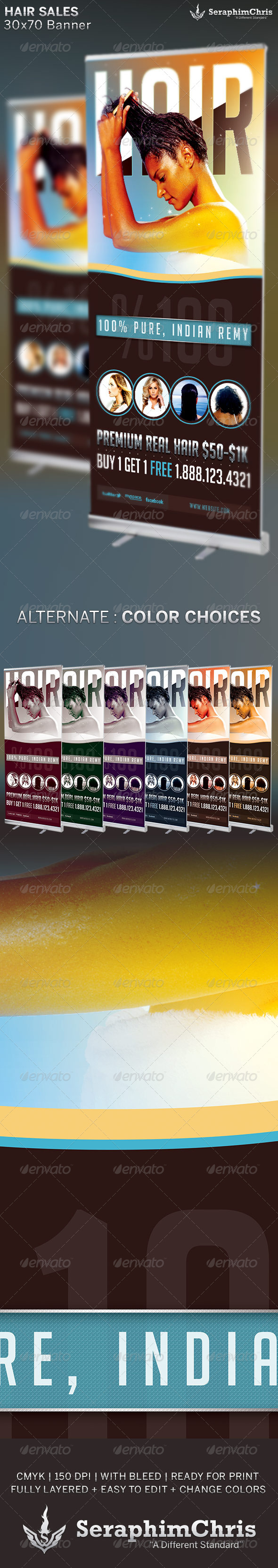 Hair & Weave Sales Banner Template - Signage Print Templates