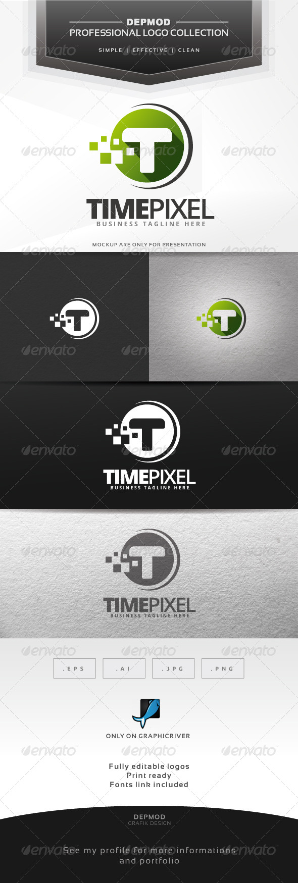 Time Pixel Logo - Letters Logo Templates