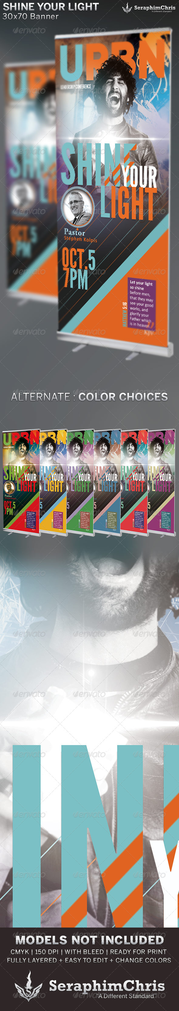 Shine Your Light: Church Banner Template - Signage Print Templates