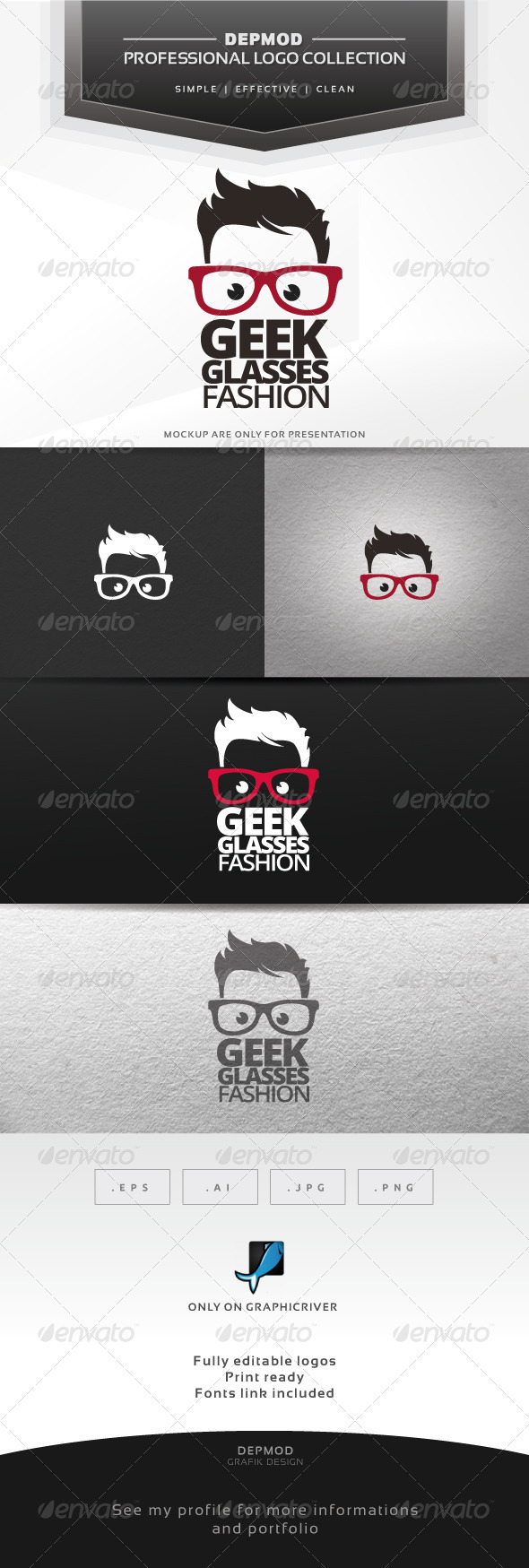 Geek Glasses Fashion Logo - Humans Logo Templates