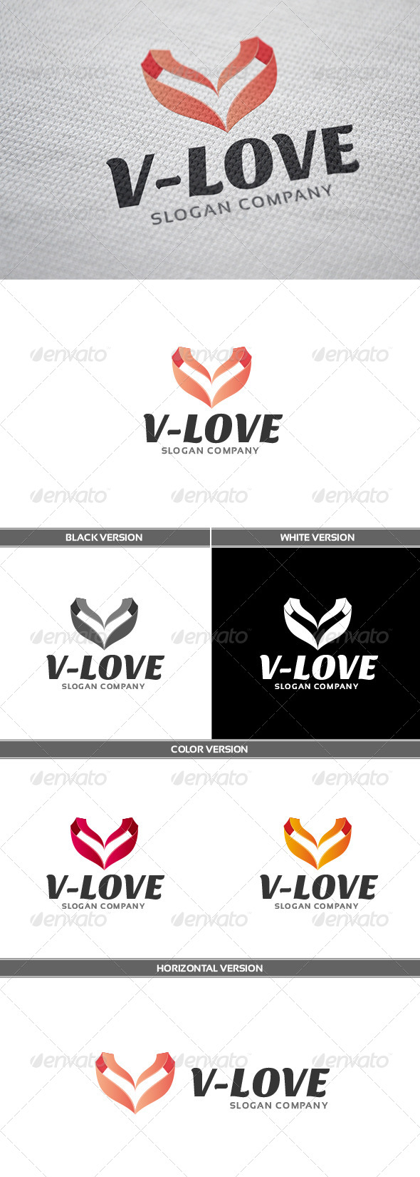 V-Love Logo - Letters Logo Templates