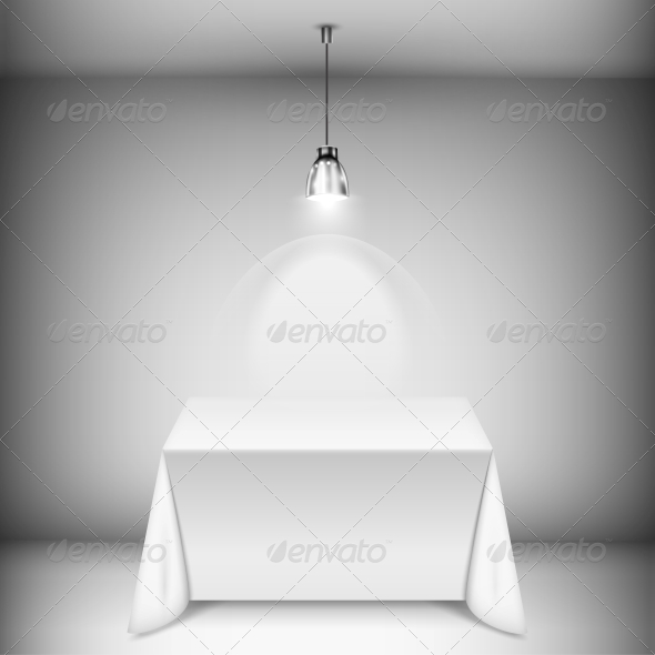 Table with Tablecloth Illuminated by Spotlight - Retail Commercial / Shopping