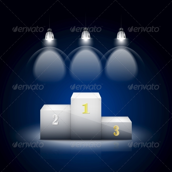 White Pedestal Illuminated by Spotlights - Miscellaneous Conceptual