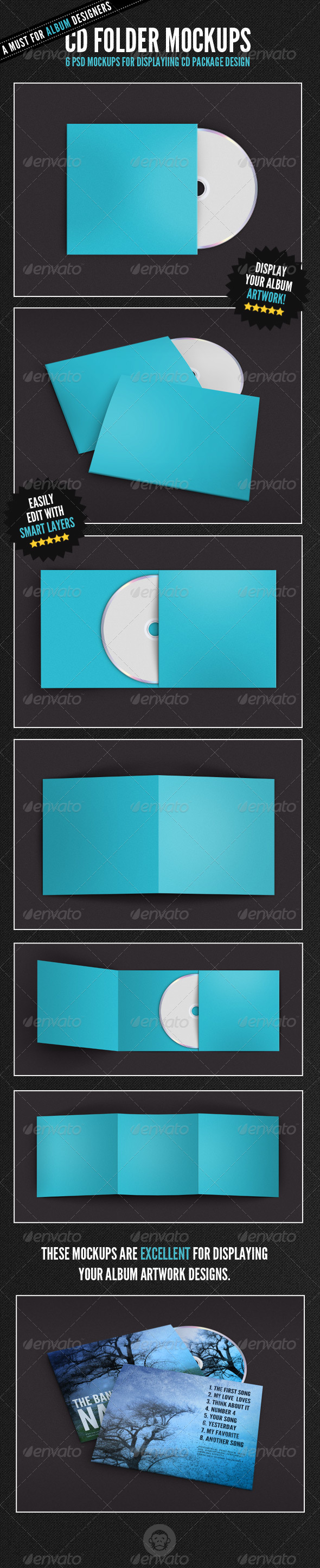 Album Cover - CD Folder Mockups - Discs Packaging