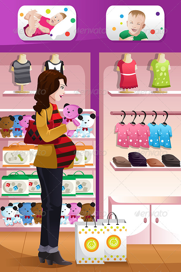 Pregnant Woman Shopping Baby Stuff - Commercial / Shopping Conceptual