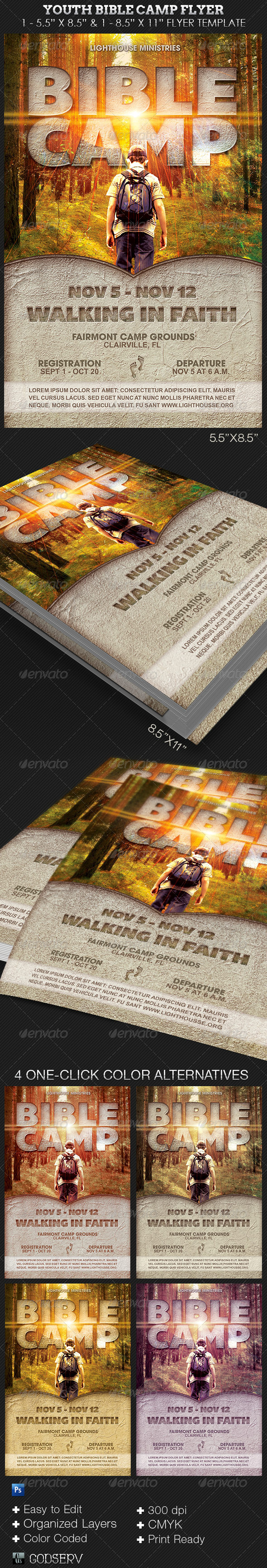 Youth Bible Camp Church Flyer Template - Church Flyers