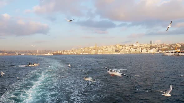 View from the ferry across the Bosphorus to the southern part of Istanbul