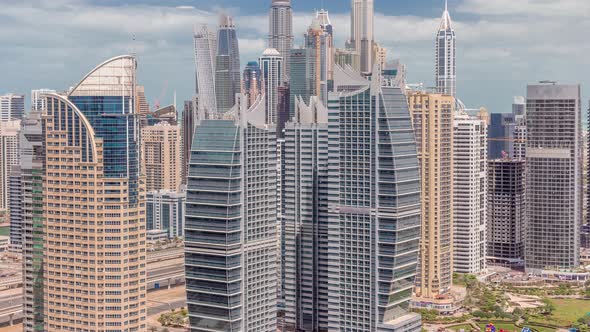 Residential Apartments and Offices in Jumeirah Lake Towers District Timelapse in Dubai alt