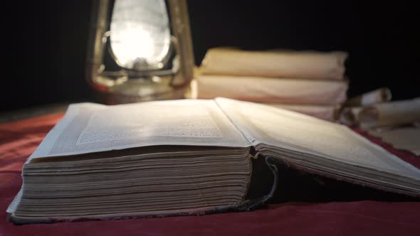 Thick, obsolete historical medieval book. alt