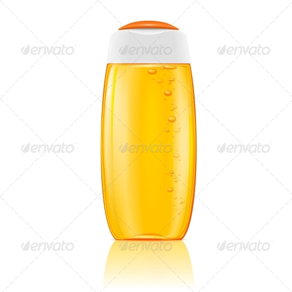 Yellow Shampoo Bottle with Bubbles. - Man-made Objects Objects