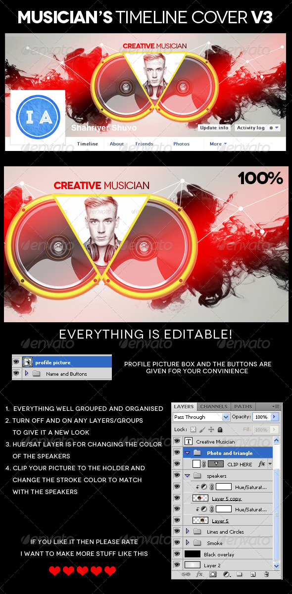 Musician's Facebook Timeline Cover V3 - Facebook Timeline Covers Social Media