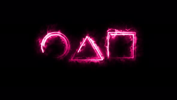 Abstract seamless circle, triangle, square outline animation. Animation of a glowing neon alt