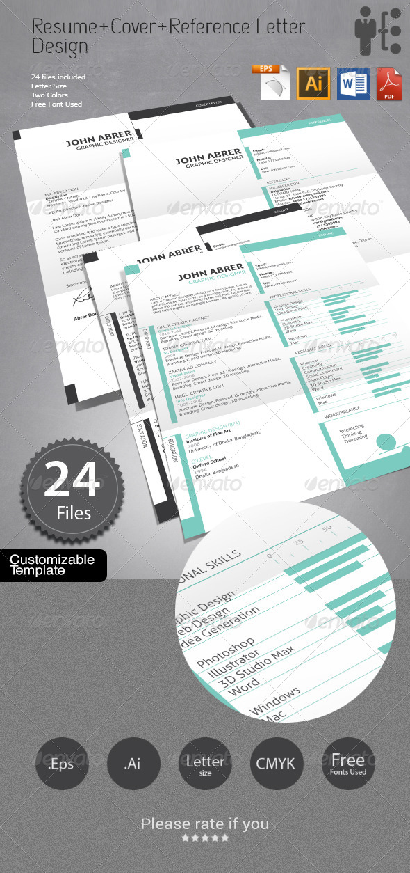 Resume+Cover Letter+References Design - Resumes Stationery