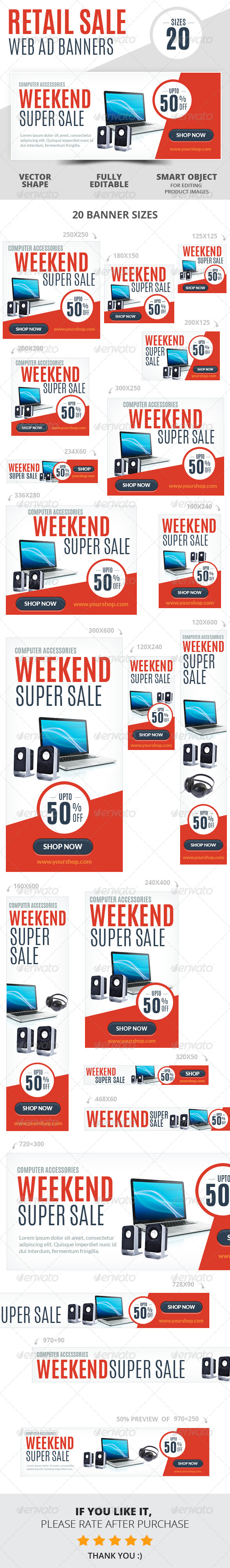 Weekend Super Sale Retail Web Ad Banners - Banners & Ads Web Elements