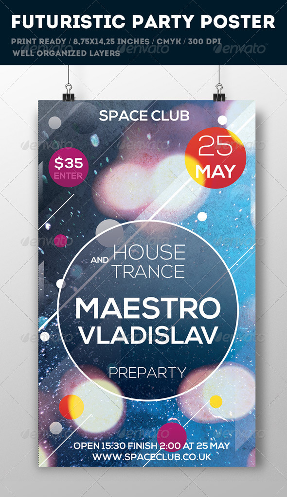 Futuristic Poster Template - Flyers Print Templates