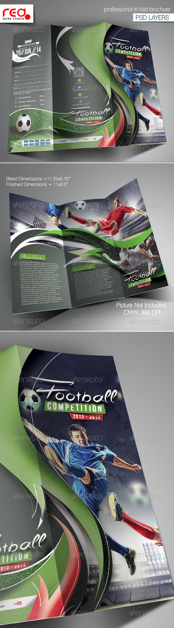 Football Competition Trifold Brochure Template - Catalogs Brochures