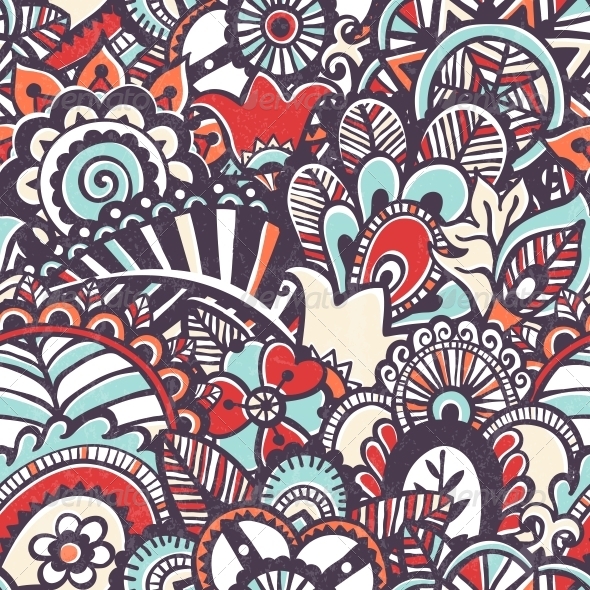 Doodle Seamless Print Floral Background - Flourishes / Swirls Decorative