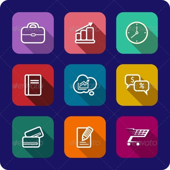 Flat Icons Set for Web and Interface Design - Media Technology