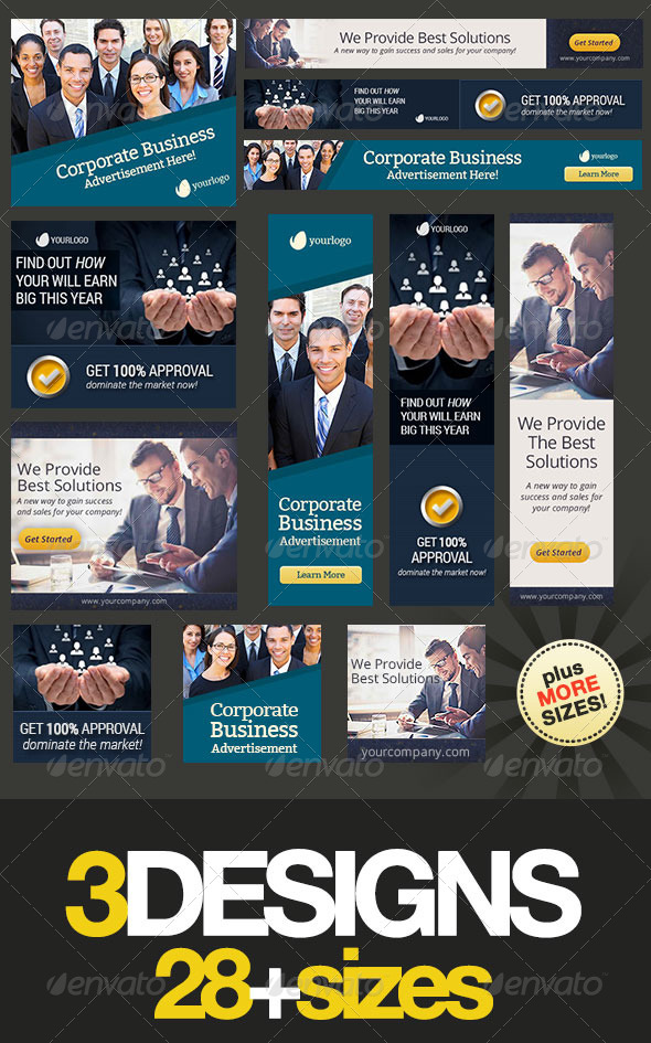 Corporate Web Banner Set Bundle 9 - Banners & Ads Web Elements