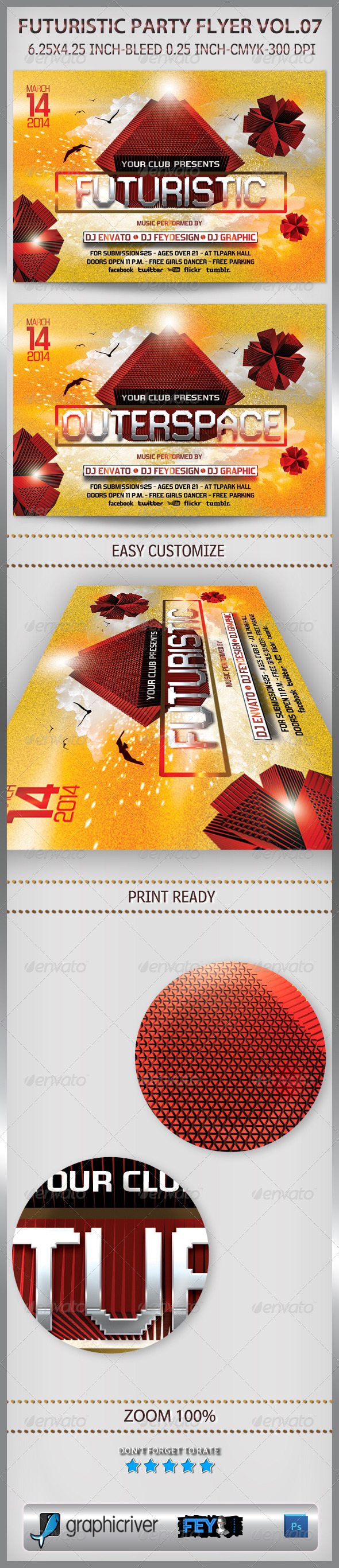 Futuristic Party Flyer Vol.07 - Flyers Print Templates