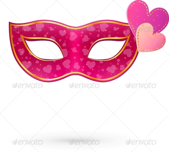 Download Pink Carnival Mask with Hearts by art_of_sun | GraphicRiver