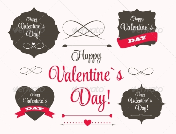 St Valentine Day's Labels and Elements - Valentines Seasons/Holidays
