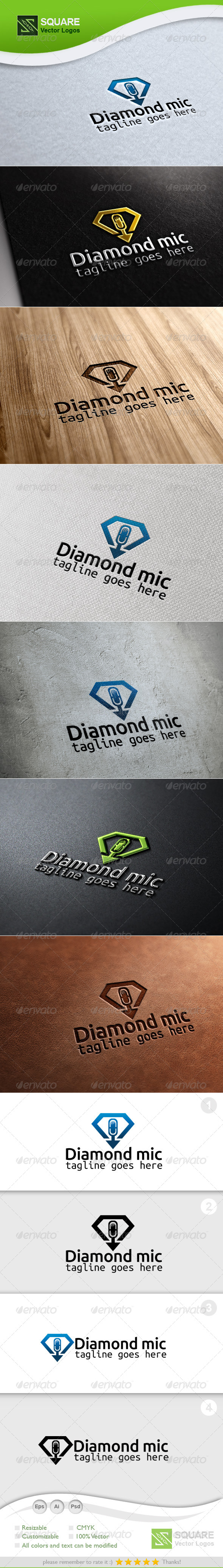 Diamond Mic Vector Logo Template - Objects Logo Templates