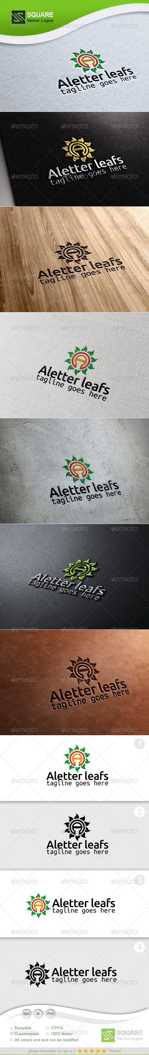 A, Leafs Vector Logo Template - Letters Logo Templates