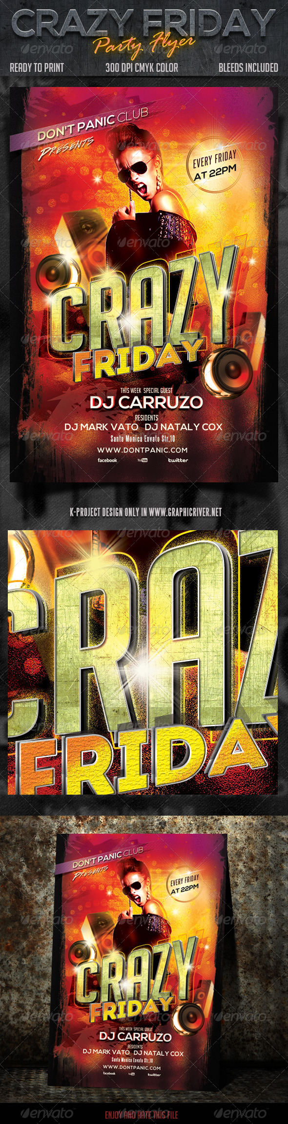 Crazy Friday Party Flyer - Clubs & Parties Events