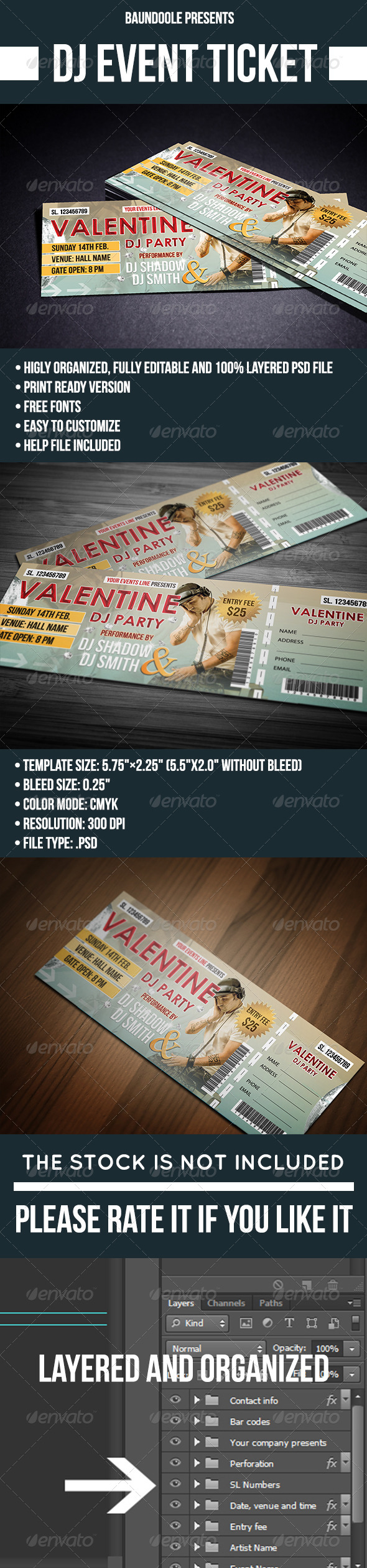 DJ Event Ticket Template - Miscellaneous Print Templates