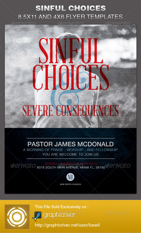 Sinful Choices Church Flyer Template - Church Flyers