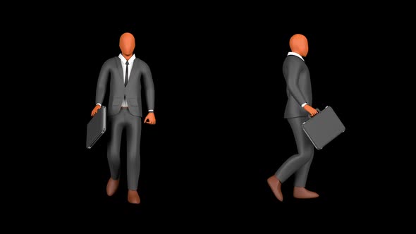 Businessman 3D Front_view and Left_view animation