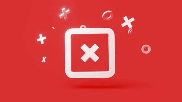 Decline 3d icon on a simple red background 4k seamless animation loop alt