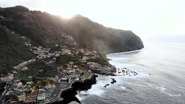 Flying Forwards to Porto Moniz Town, Madeira island, Portugal