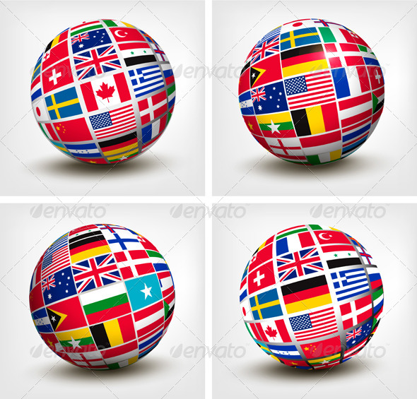 Flags of the World in Globe - Concepts Business
