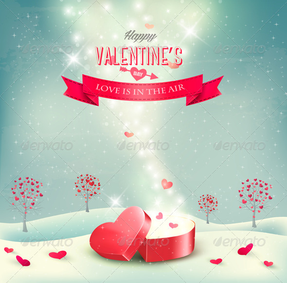 Valentines Day Background with an Open Box - Valentines Seasons/Holidays