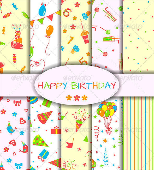 Set of Ten Happy Birthday Patterns - Birthdays Seasons/Holidays