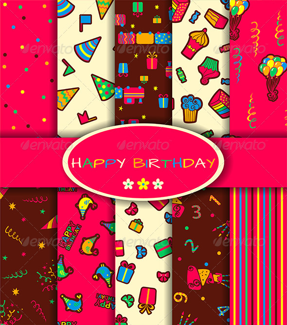 Set of Ten Happy Birthday Patterns - Birthdays Seasons/Holidays