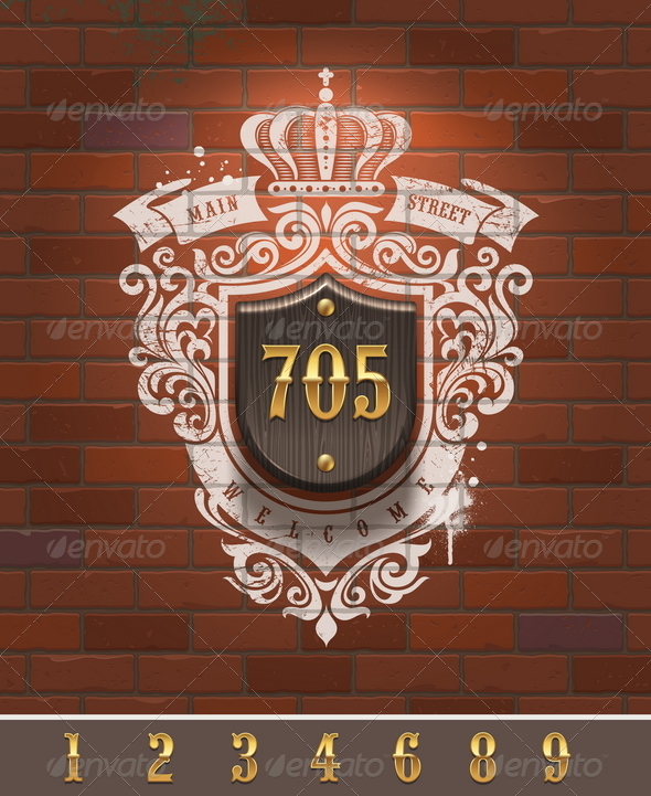 Vintage Home Number Sign - Decorative Vectors