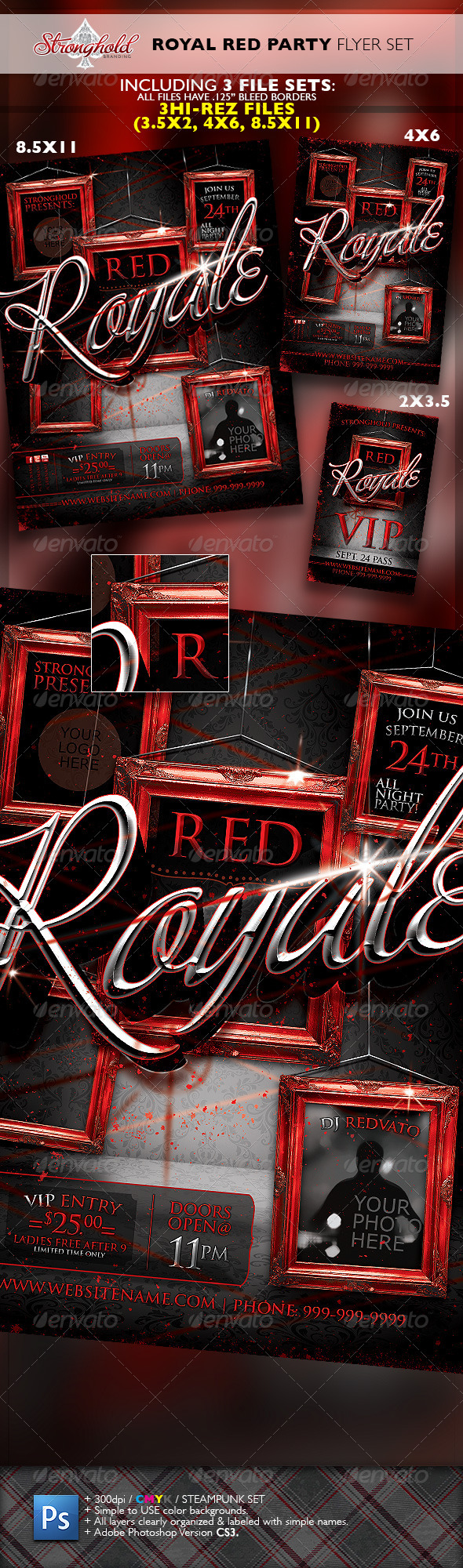 Royal Red Party VIP Event Flyer Template Set - Events Flyers
