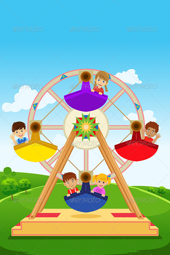 Kids Riding a Ferris Wheel - People Characters