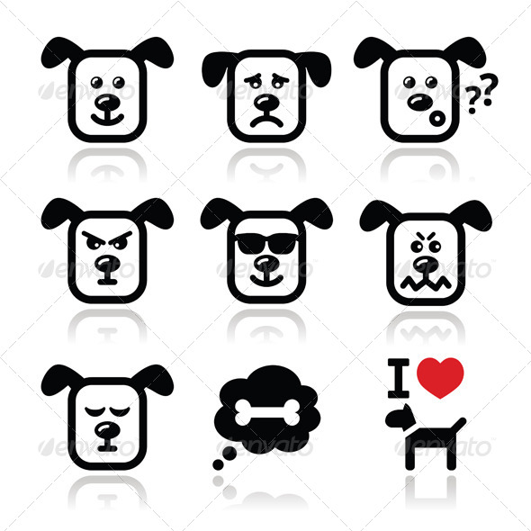 Dog Icons Set - Animals Characters