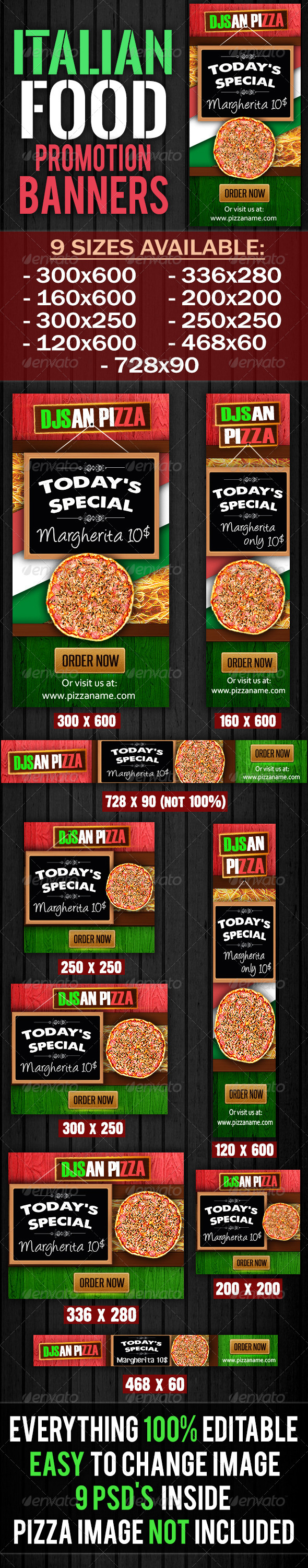 Italian Food Promotion Banner - Banners & Ads Web Elements
