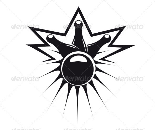 Bowling Ball Knocking Down Three Pins - Sports/Activity Conceptual
